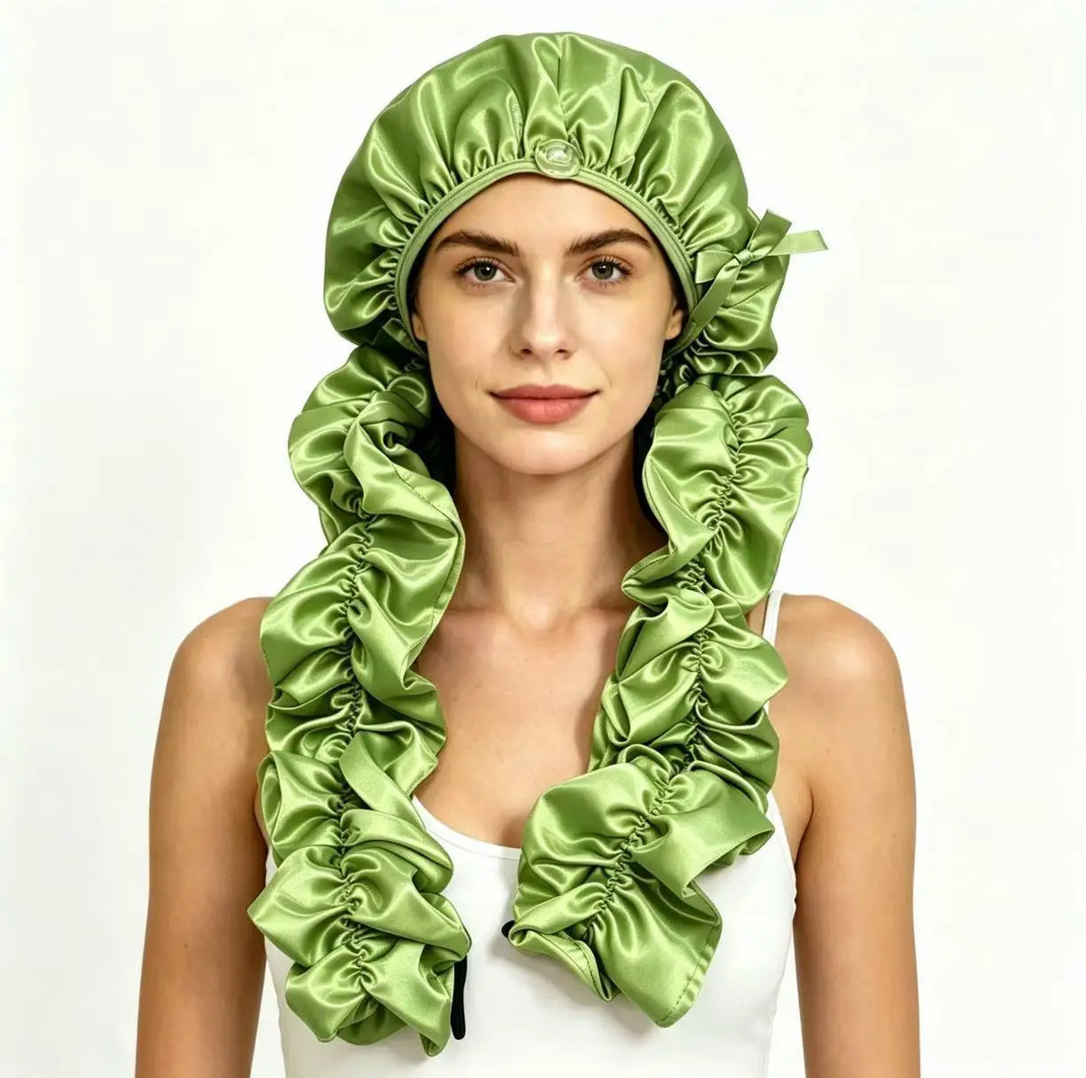 Satin Sleep Cap with Long Ruffle Tails - 5 colors