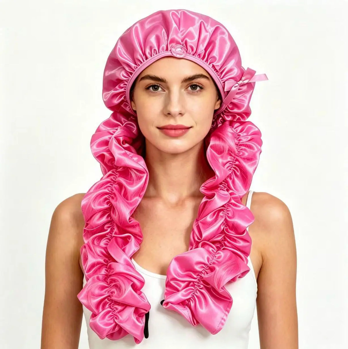 Satin Sleep Cap with Long Ruffle Tails - 5 colors