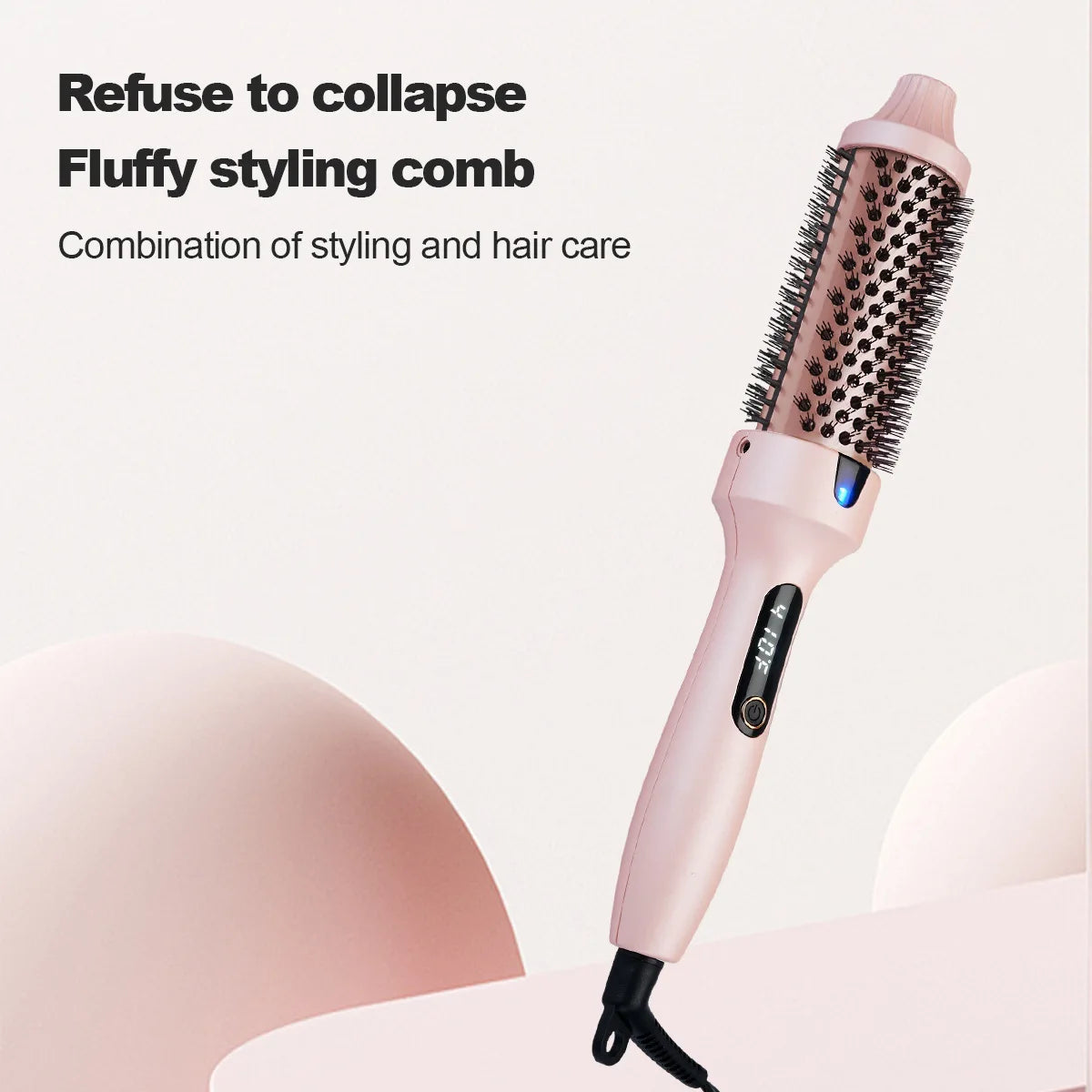 3-In-1 Heated Hair Styling Brush-Curl, Straighten &amp; Volumize