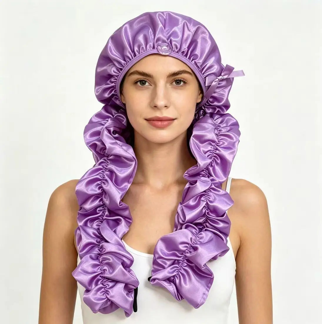Satin Sleep Cap with Long Ruffle Tails - 5 colors