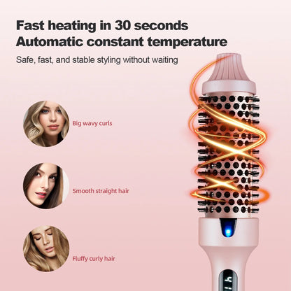 3-In-1 Heated Hair Styling Brush-Curl, Straighten &amp; Volumize