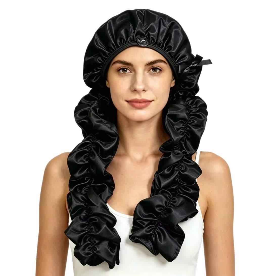 Satin Sleep Cap with Long Ruffle Tails - 5 colors